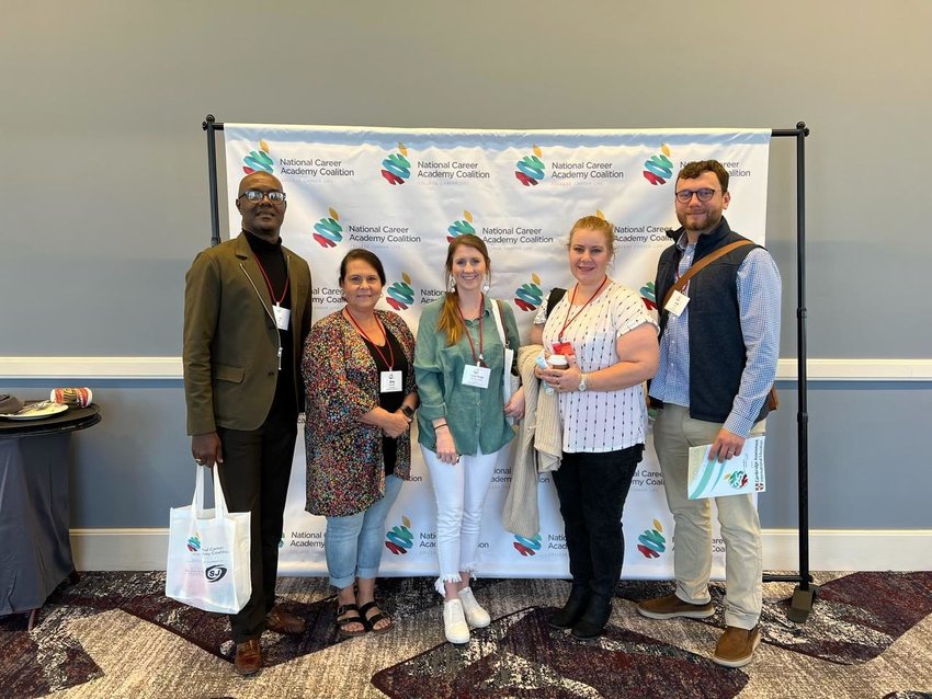 Philadelphia High School administration and teachers recently attended the annual National Career Academy Coalition Conference held in Orlando, Florida. Pictured are, from left, Philadelphia High School Principal Steve Eiland, counselor Amy Burnett, Mary Kate Hollingsworth, US. History teacher, Kimberly Killen, mathematics teacher, and Jud Byars, science teacher.